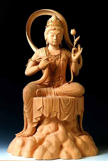 井波彫刻 総檜材 仏教工芸品 木彫仏像 仏師手仕上げ品 地