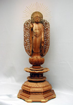 井波木彫仏像 不動明王座像 取り込める 仏教工芸品 高32cm